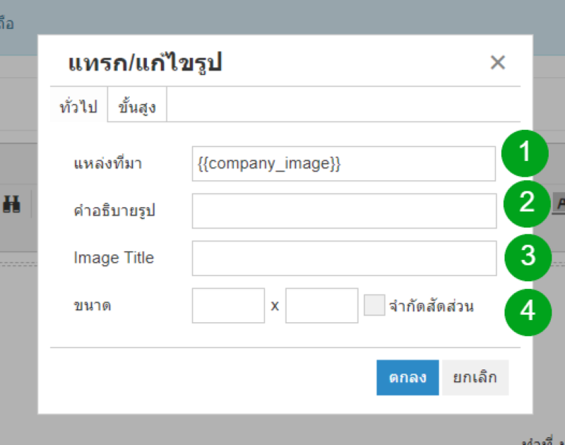 รายละเอียดคำอธิบายของการแทรก/แก้ไขรูป